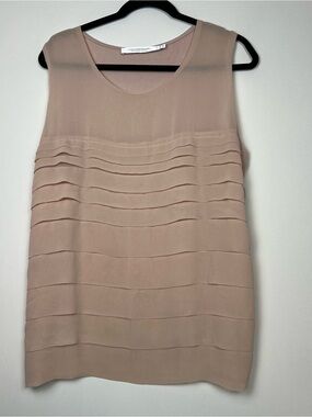 Contemporaine Simons Pleated Tiered Sleeveless Blouse Pink XL